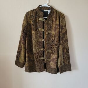 White Stag Size Small Vtg Paisley Patchwork Tapestry Jacket Chinese Knot Button